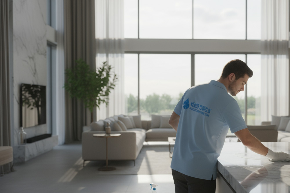 Geniş yaşam alanları özel ilgi ister. Venüs Temizlik, villa temizlik hizmeti ile lüks konutlarda hijyen ve estetiği bir arada sunar. İç ve dış alanlarda detaylı temizlik, cam ve zemin bakımı, bahçe mobilyaları temizliği gibi özel hizmetlerle villanızı baştan sona yenileriz. Disiplinli, güvenilir ve gizliliğe önem veren profesyonel ekibimiz, müşterilerimizin memnuniyetini öncelik olarak benimser. Venüs Temizlik ile villanız her zaman misafirlerinizi ağırlamaya hazır, tertemiz ve ferah olur.