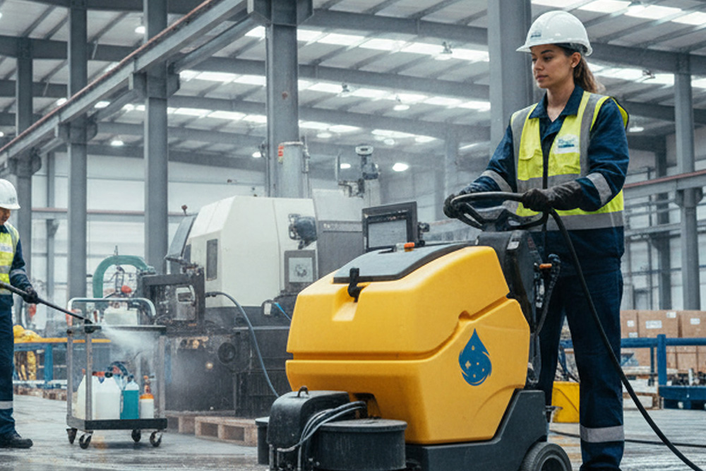 Endüstriyel alanlarda temizlik, özel bilgi ve profesyonel ekipman gerektirir. Venüs Temizlik olarak, üretim tesisleri, fabrikalar, depolar ve sanayi alanlarında endüstriyel temizlik çözümleri sunuyoruz. Yağ, kir, toz ve kimyasal kalıntılara karşı güçlü ve çevreye duyarlı temizlik ürünleriyle derinlemesine temizlik yapıyoruz. Zemin makinaları, vakum sistemleri ve buharlı temizlik cihazları ile hem hijyen hem de güvenlik standartlarını koruyoruz. Amacımız, üretim alanlarınızın verimliliğini artırırken çalışanlarınız için sağlıklı bir çalışma ortamı sağlamaktır.